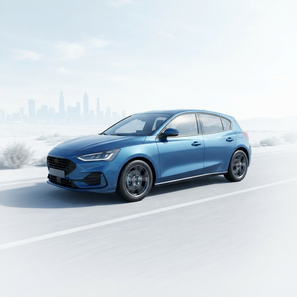 Automobilis kelyje su kelio ženklais